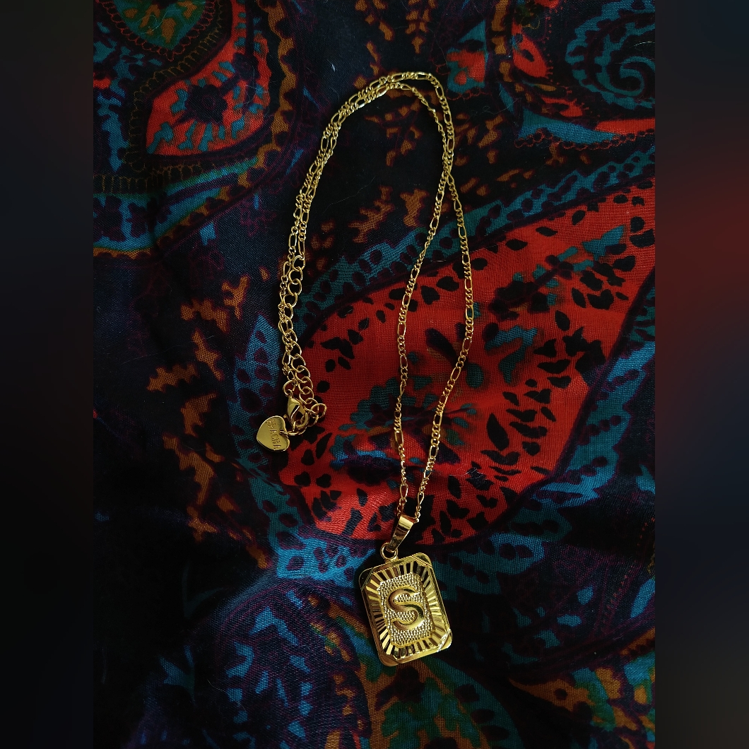 Gold Plated Bracha Gold “S” Initial Card Necklace